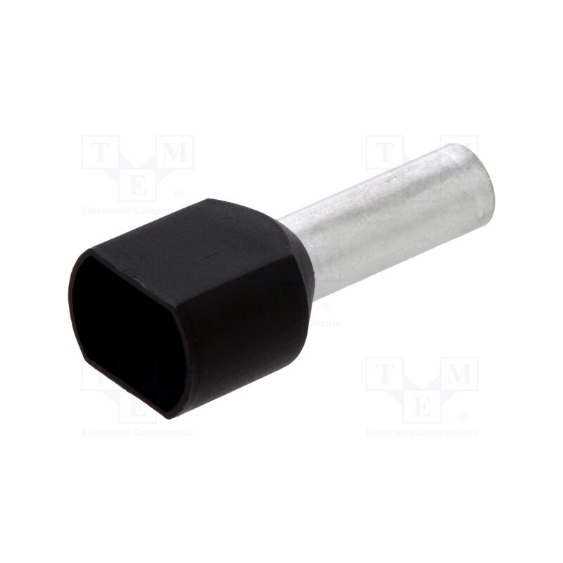 50 pcs : BM 00561 - Tip: bootlace ferrule, insulated,double, copper, 6mm2, 14mm, black