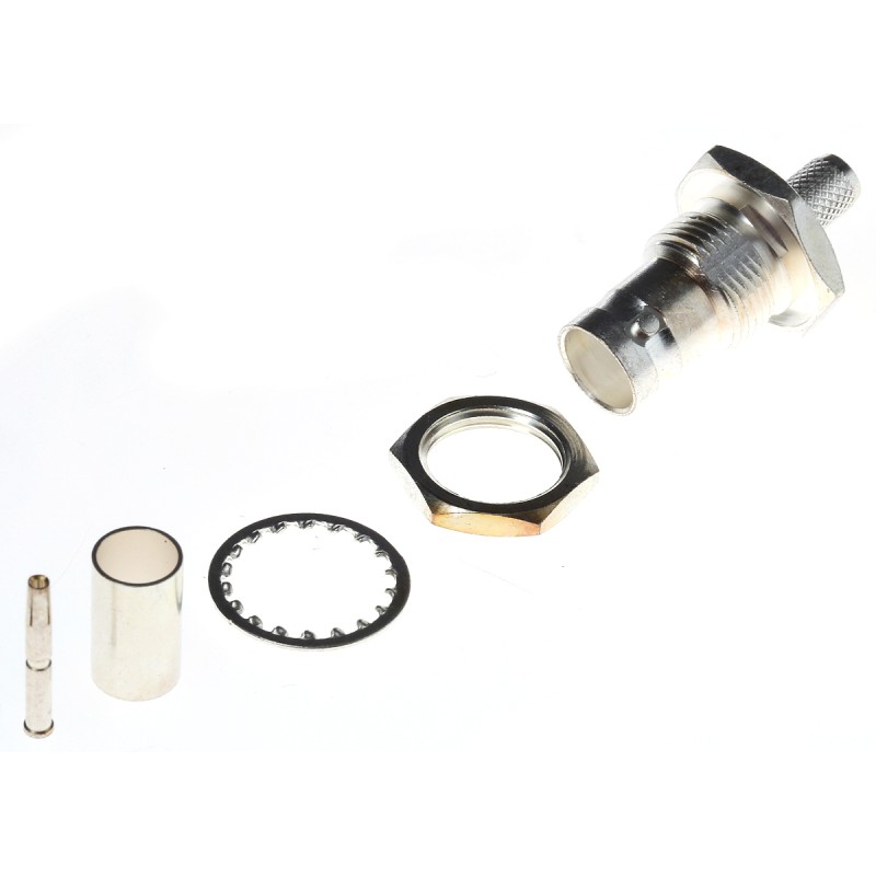 1 pcs - TE Connectivity Straight 75Ω Panel Mount BNC Connector, jack, Silver, Crimp Termination