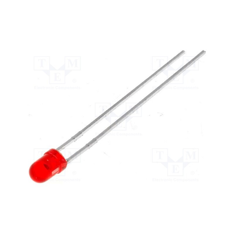 20 pcs : L-934IT - LED, 3mm, red, 20÷125mcd, 50°, Front: convex, 2÷2.5V, No.of term: 2