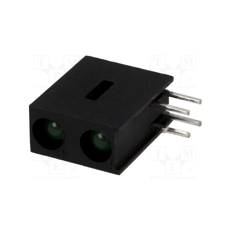 10 pcs : L-7104GO/2GD - LED, in housing, green, 3mm, No.of diodes: 2, 20mA, 40°, 2.2÷2.5V