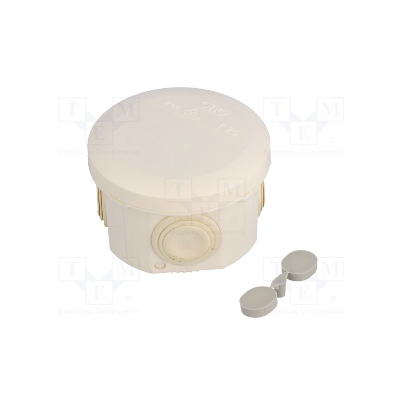 10 pcs : T 25 RW - Enclosure: junction box, Ø: 80mm, Z: 51mm, polypropylene PP, white