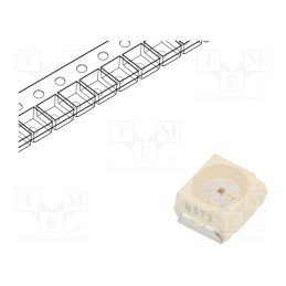 10 pcs : VLMO335U2AA-GS08 - Power LED, orange, 60°, 20mA, λd: 600÷611nm, 2.8x3.5x1.75mm, PLCC2