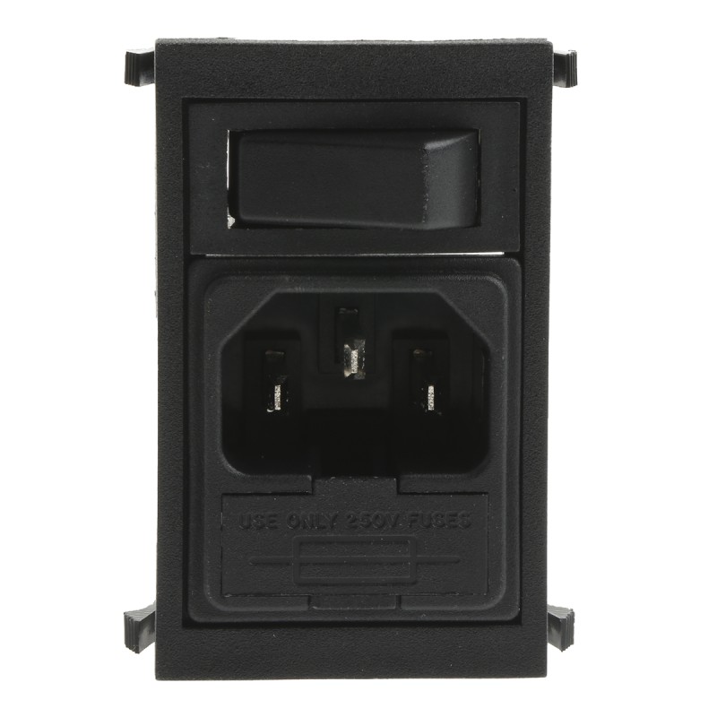 1 pcs - Bulgin C14 Snap-In IEC Connector Male, 10A, 250 V, Fuse Size 5 x 20mm