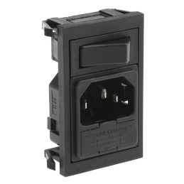 1 pcs - Bulgin C14 Snap-In IEC Connector Male, 10A, 250 V, Fuse Size 5 x 20mm