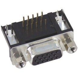 1 pcs - Harting D-Sub Standard 15 Way Right Angle Through Hole D-sub Connector Socket, 2.29mm Pitch, with 4-40 UNC Threaded