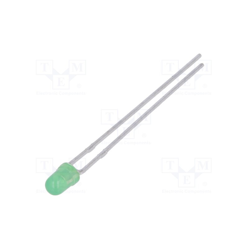 20 pcs : L-934CGDK - LED, 2.9mm, green, 80÷250mcd, 50°, Front: convex, 2.1÷2.5V