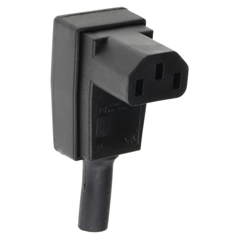 1 pcs - Bulgin C13 Right Angle Cable Mount IEC Connector Socket, 10A, 250 V