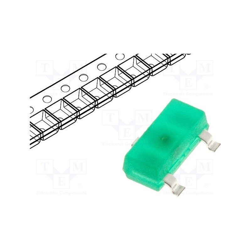 20 pcs : KM-23LSGD-F - LED, SMD, SOT23, green, 0.4mcd, 3x1.3x1.05mm, 140°, 2.2÷2.5V, 2mA