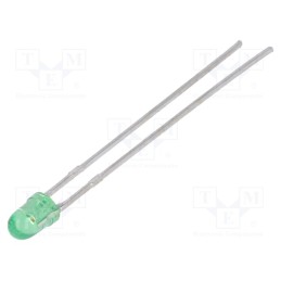 20 pcs : L-934PGT - LED, 3mm, green, 4÷12mcd, 30°, Front: convex, 2.1÷2.45V