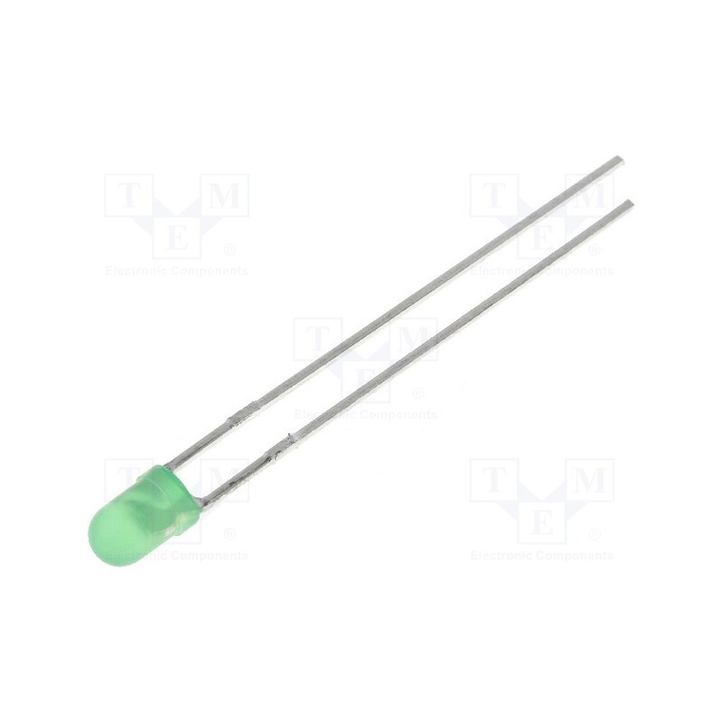 20 pcs : L-934GD - LED, 3mm, green, 8÷32mcd, 60°, Front: convex, 2.2÷2.5V, No.of term: 2
