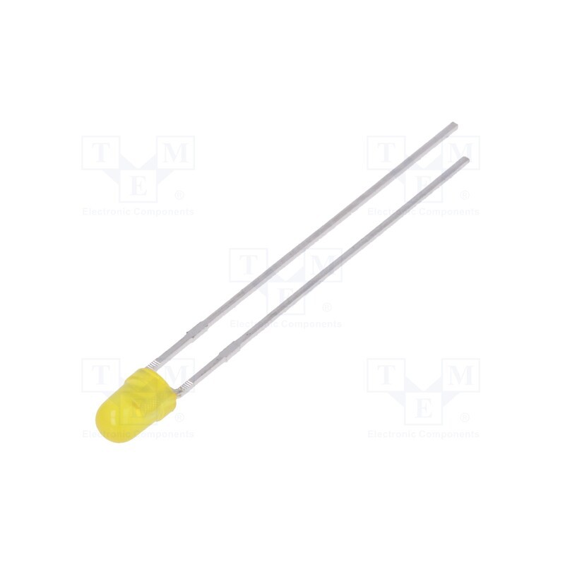 20 pcs : L-7104LYD - LED, 3mm, yellow, 0.7÷1.5mcd, 50°, Front: convex, 2÷2.5V