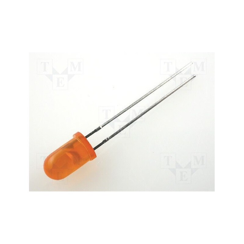 20 pcs : L-53ED - LED, 5mm, orange, 8÷30mcd, 60°, Front: convex, 2÷2.5V, No.of term: 2