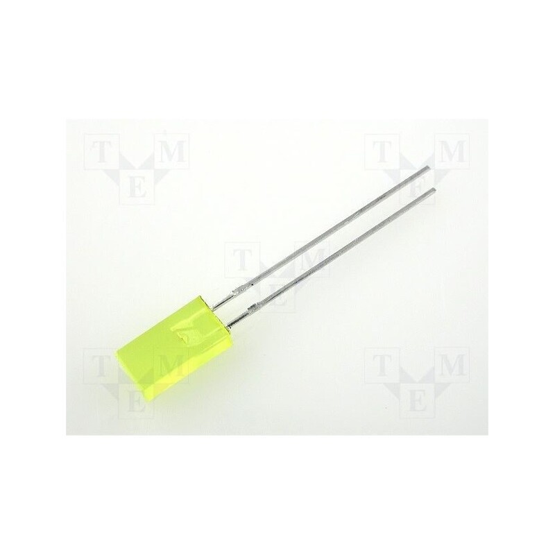 20 pcs : L-383YDT - LED, rectangular, 5x2.5mm, yellow, 1.3÷8mcd, 110°, Front: flat, 20mA