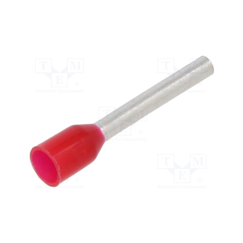 100 pcs : BM006033 - Tip: bootlace ferrule, insulated, copper, 1mm2, 12mm, tinned, red