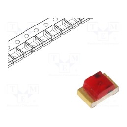 20 pcs : KP-2012ID - LED, SMD, 0805, red, 5÷12mcd, 2x1.25x1.1mm, 120°, 2÷2.5V, 20mA, 105mW