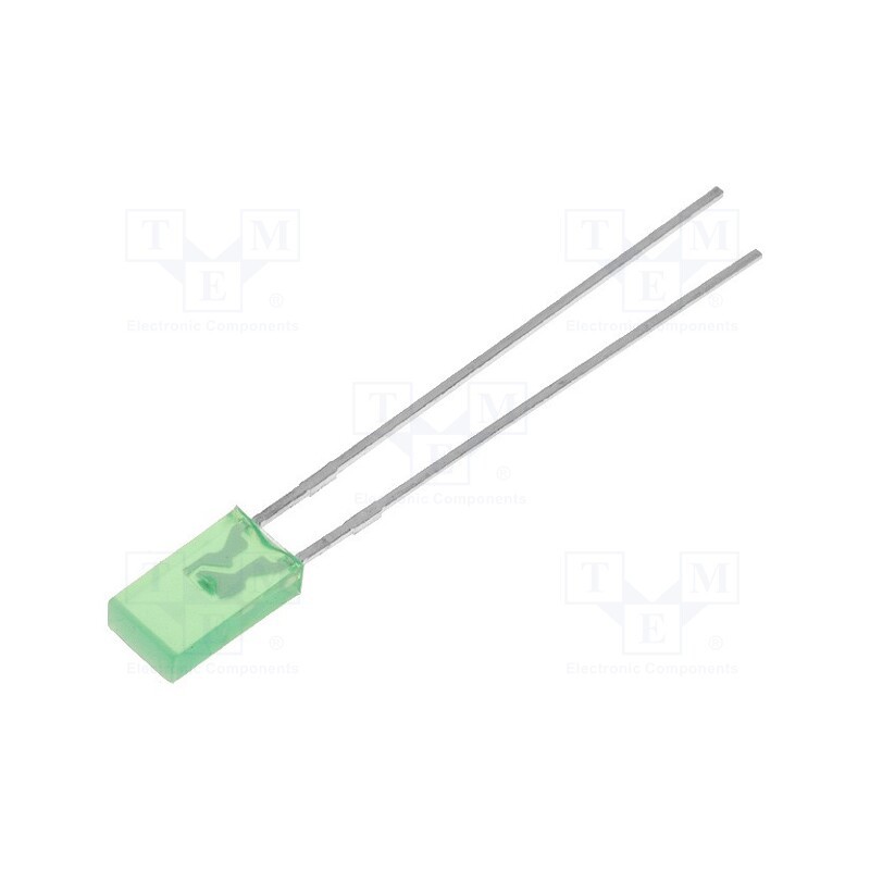 20 pcs : L-144GDT - LED, rectangular, 3.9x1.9mm, green, 1÷4mcd, 110°, Front: flat, 20mA