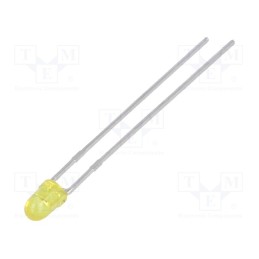 20 pcs : L-7104YT - LED, 3mm, yellow, 8÷30mcd, 34°, Front: convex, 2.1÷2.5V