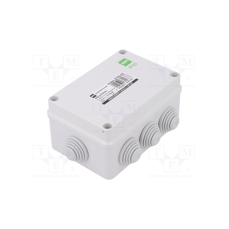 10 pcs : 293322 - Enclosure: junction box, X: 95mm, Y: 130mm, Z: 58mm, IP55, grey