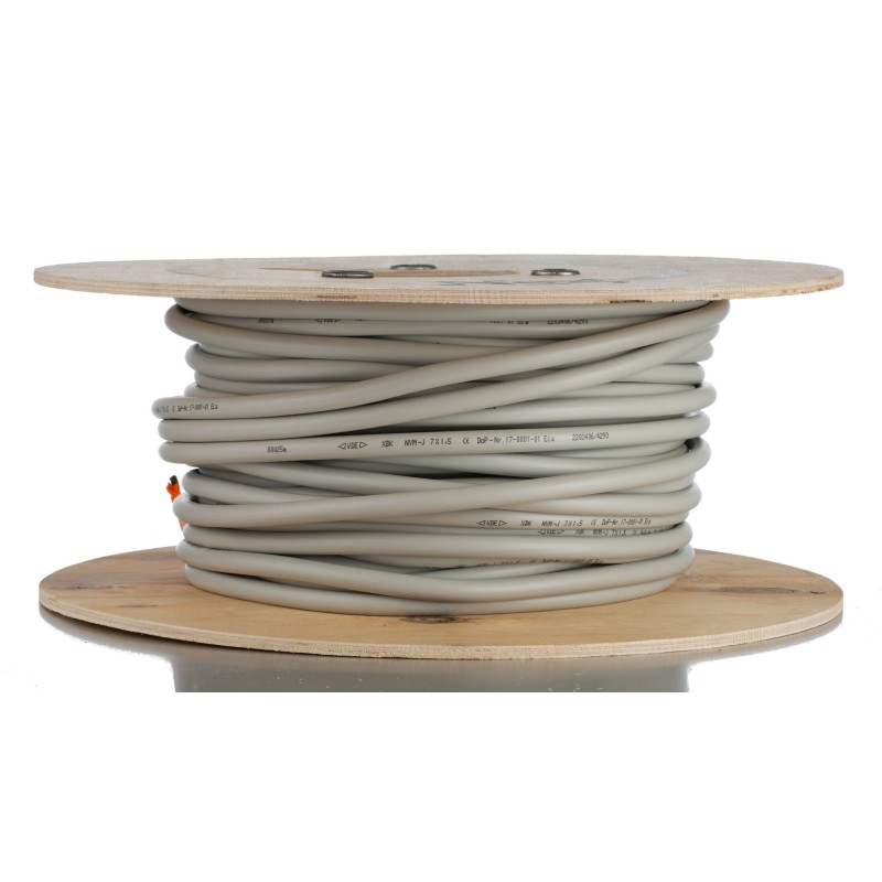 1 Reel of 50 - Lapp 7 Core Power Cable, 1.5 mm², 50m, Grey PVC Sheath, 19 A, 500 V