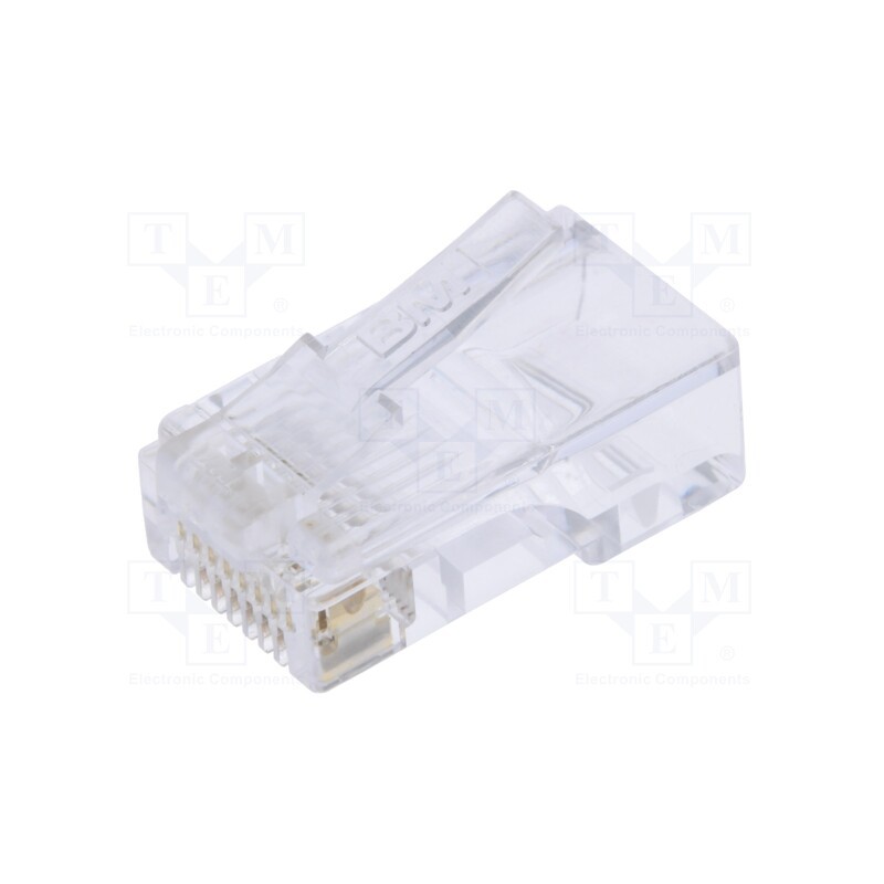 50 pcs : BM01068 - Plug, RJ45, PIN: 8, Cat: 5e, Layout: 8p8c, for cable, IDC,crimped