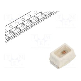 10 pcs : VLMS233T1V1-GS08 - LED, SMD, Mini PLCC2, red, 280÷450(typ)-900mcd, 2.3x1.3x1.4mm, 60°