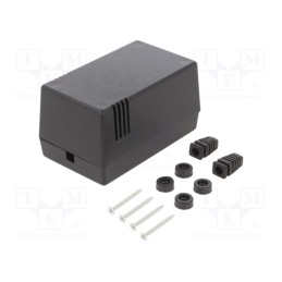 10 pcs : Z16 ABS - Enclosure: for power supplies, X: 69mm, Y: 114mm, Z: 63mm, black