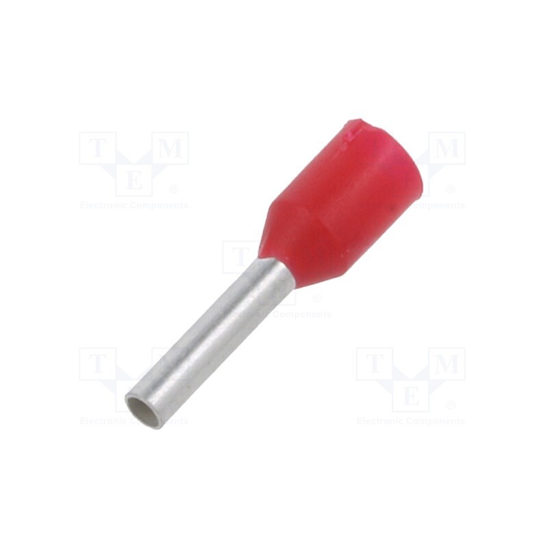 100 pcs : BM91603 - Tip: bootlace ferrule, insulated, copper, 1mm2, 8mm, tinned, red