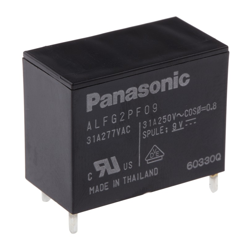 1 pcs - Panasonic PCB Mount Power Relay, 9V dc Coil, 31A Switching Current, SPST