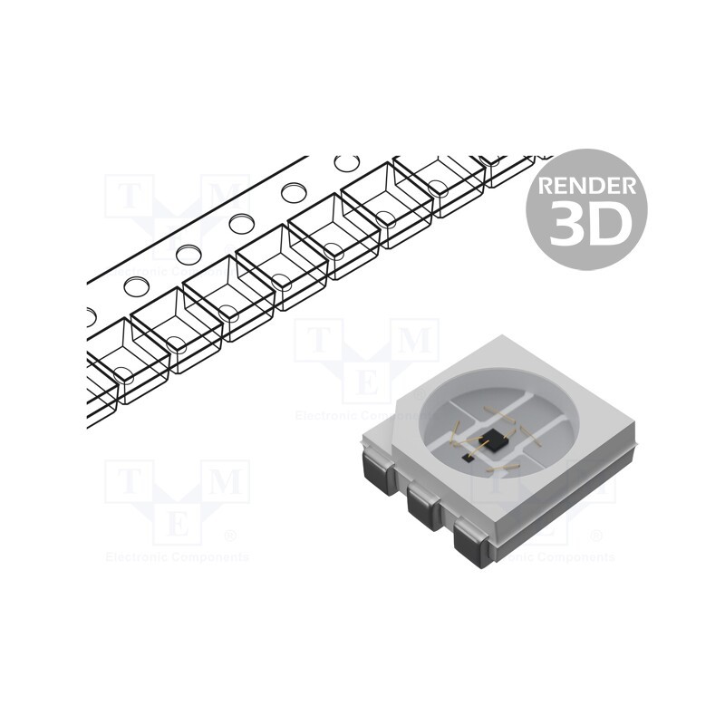 10 pcs : WS2815B-V1 - Programmable LED, SMD, 5050,PLCC6, RGB, 5x5.4x1.65mm, 9.5÷13.5V