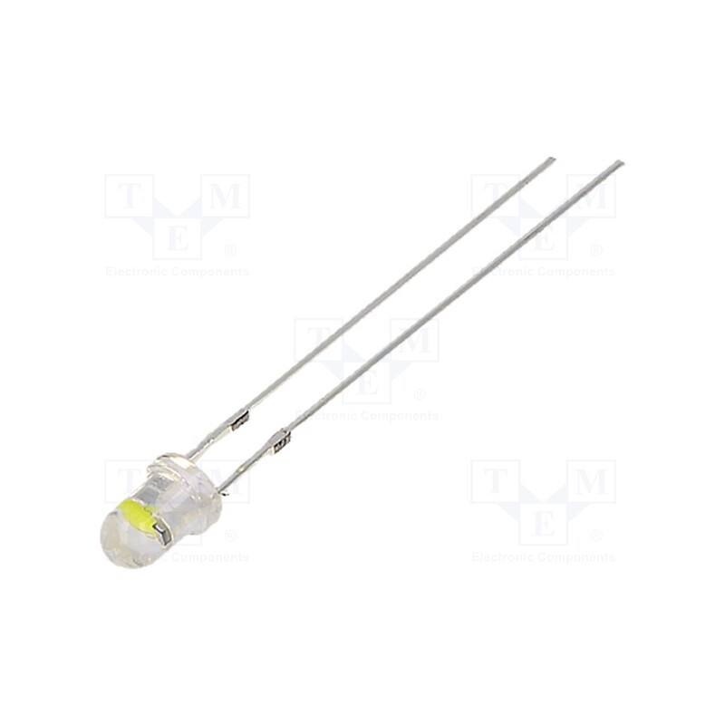 10 pcs : OS5WDK3131A - LED, 3mm, white cold, 5800÷7000mcd, 30°, 2.5÷5V, 20mA, Front: convex