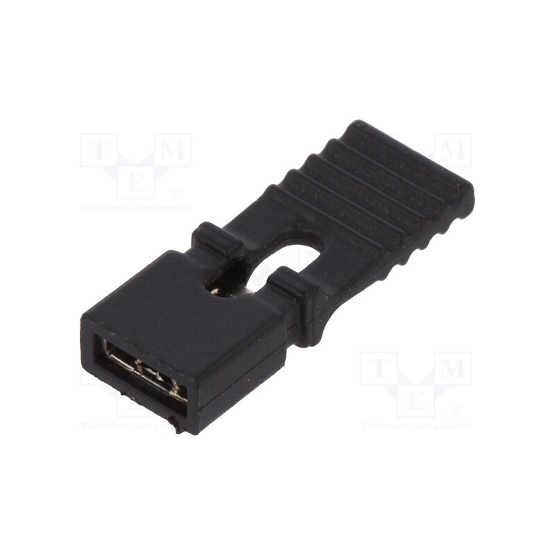 50 pcs : CAB 9 GS - Jumper, pin strips, female, open,with holder, 2.54mm, 1x2, black