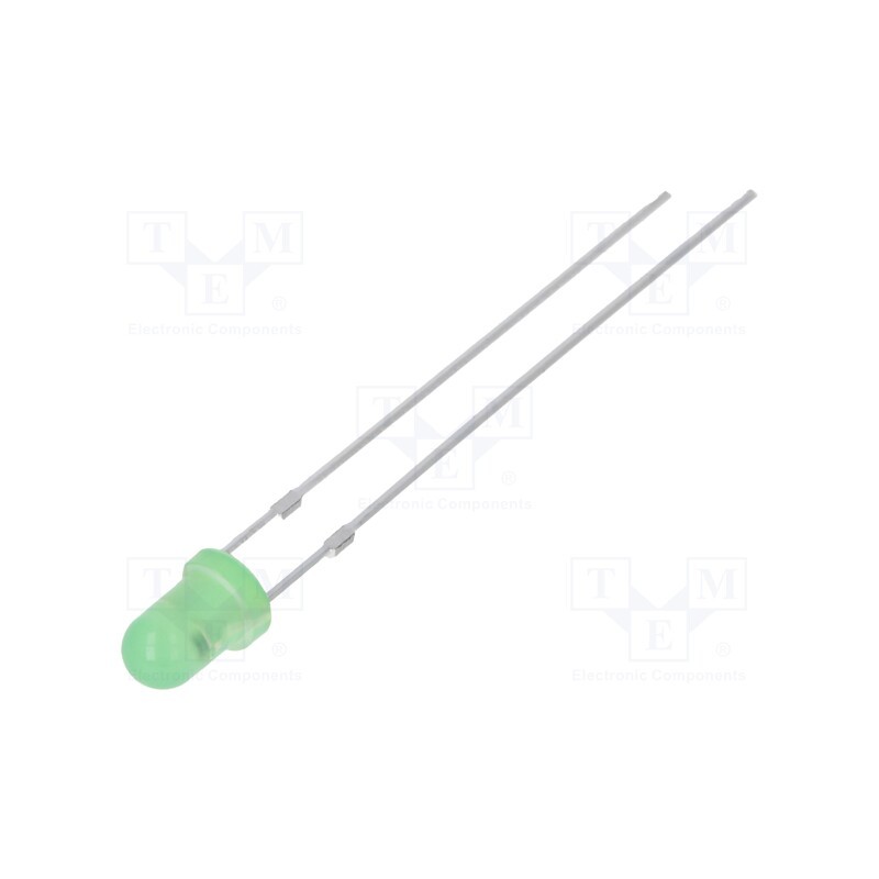 10 pcs : OSG5DS3164A - LED, 3mm, green, blinking, 2180÷3000mcd, 60°, 3÷5V, 20mA, 1.8Hz