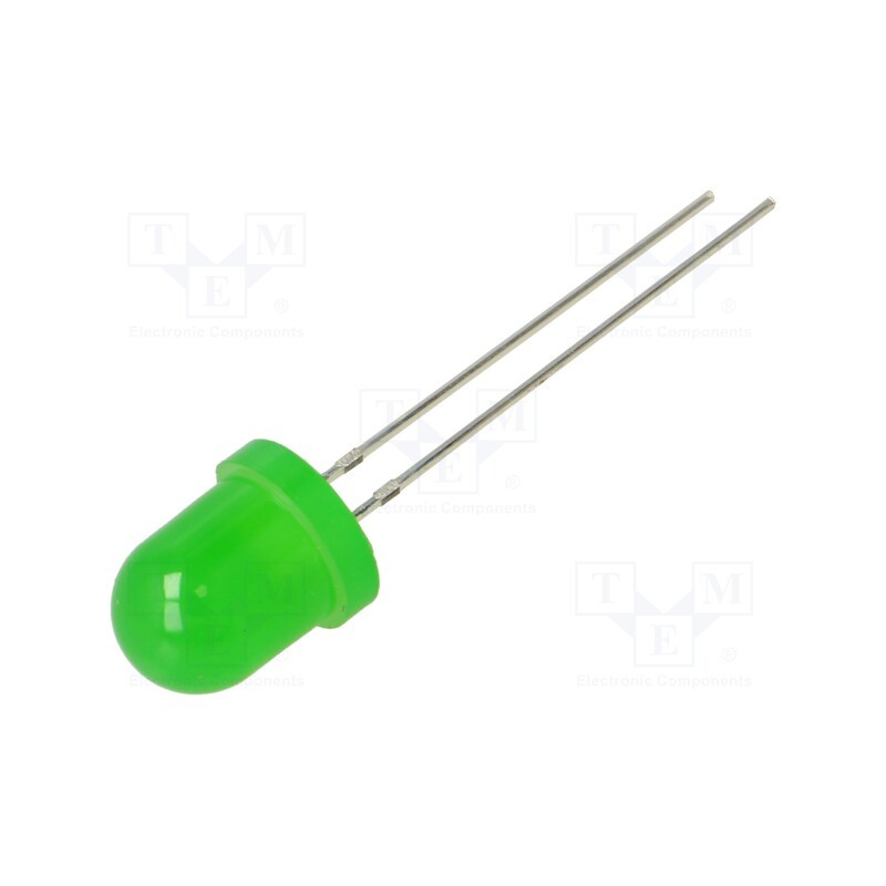 10 pcs : OSG5TS8134A - LED, 8mm, green, blinking, 1120÷1560mcd, 60°, 3÷5V, 20mA, 1.8Hz