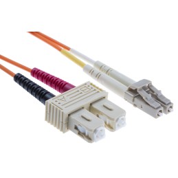 1 pcs - RS PRO LC to SC Duplex Multi Mode OM1 Fibre Optic Cable, 62.5/125μm, Orange, 2m