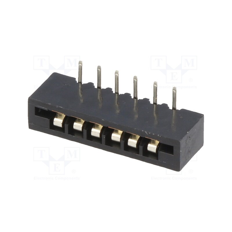 50 pcs : DS1020-06RT1D - Connector: FFC/FPC, angled 90°, PIN: 6, Non-ZIF, THT, tinned, 20mΩ