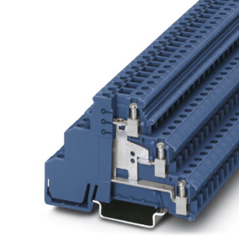 1 pcs - Phoenix Contact DIKD 1.5-PV BU Series Blue Non-Fused DIN Rail Terminal, Triple-Level, Screw Termination