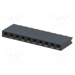 50 pcs : DS1023-1*10S21 - Socket, pin strips, female, PIN: 10, straight, 2.54mm, THT, 1x10
