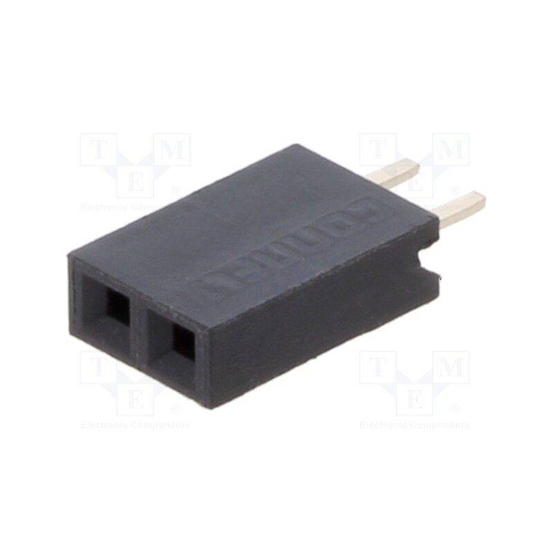 50 pcs : DS1023-1*2S21 - Socket, pin strips, female, PIN: 2, straight, 2.54mm, THT, 1x2, 3A