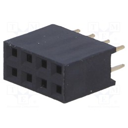 50 pcs : DS1023-2*4S21 - Socket, pin strips, female, PIN: 8, straight, 2.54mm, THT, 2x4, 3A