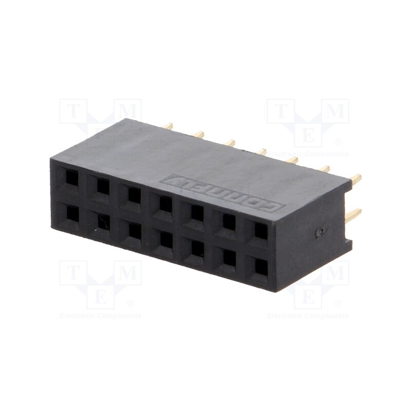 50 pcs : DS1023-2*7S21 - Socket, pin strips, female, PIN: 14, straight, 2.54mm, THT, 2x7, 3A