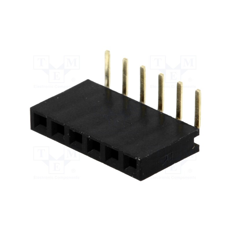 50 pcs : DS1024-1*6RF1 - Socket, pin strips, female, PIN: 6, angled 90°, 2.54mm, THT, 1x6