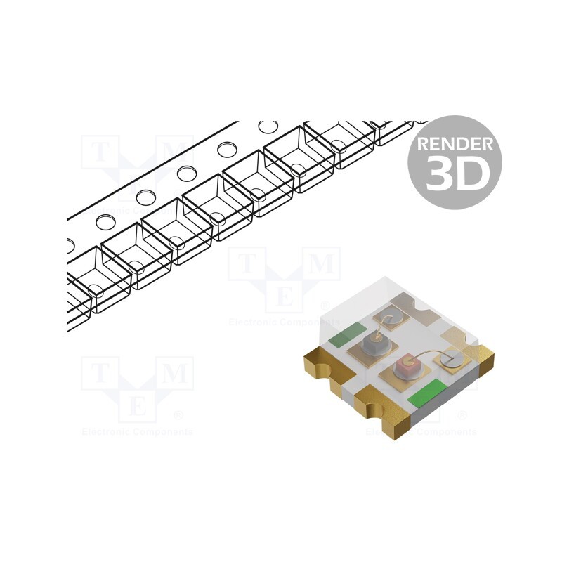 10 pcs : SML-LX0606IGC-TR - LED, SMD, 0606, green/red, 1.5x1.6x0.7mm, 150°, 2÷2.2V, 20mA