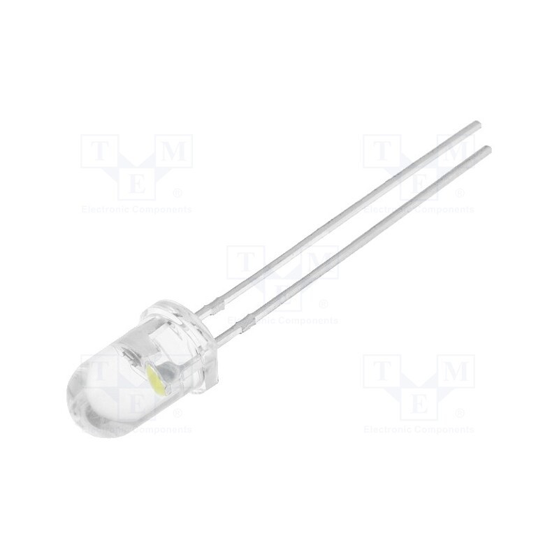 10 pcs : OSPW5X31A - LED, 5mm, white cold, blinking, 3000mcd, 30°, 3.5÷4.8V, 20mA