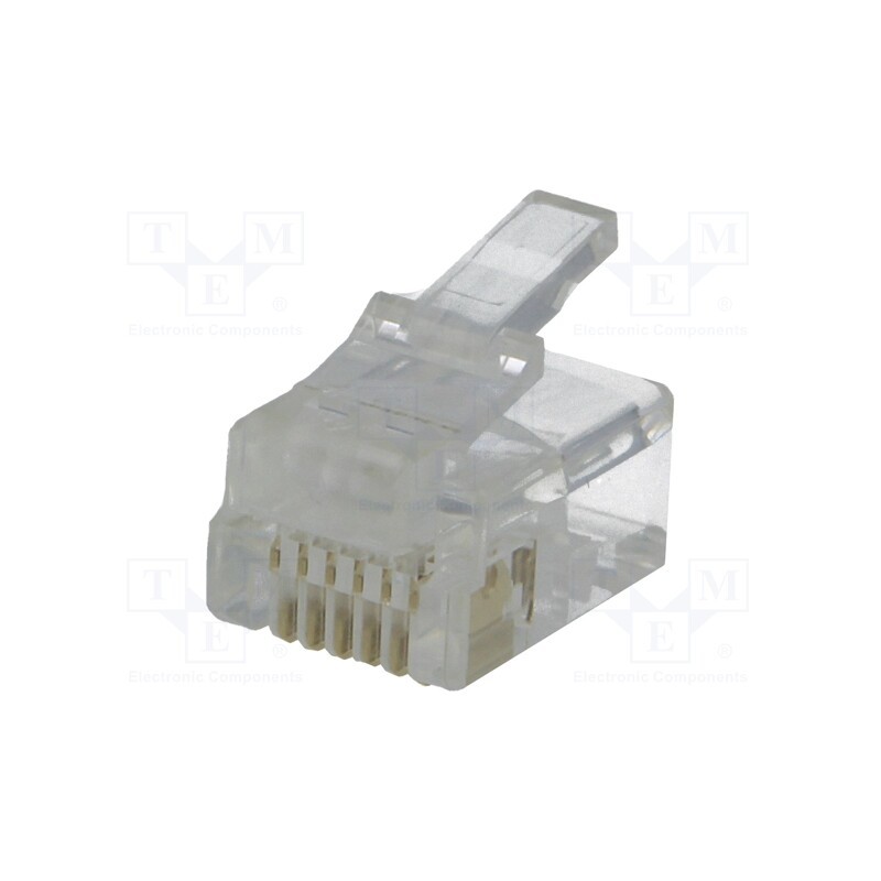 50 pcs : EMP661AR20000Z - Plug, RJ12, PIN: 6, Contacts: phosphor bronze, gold-plated, UL94V-2