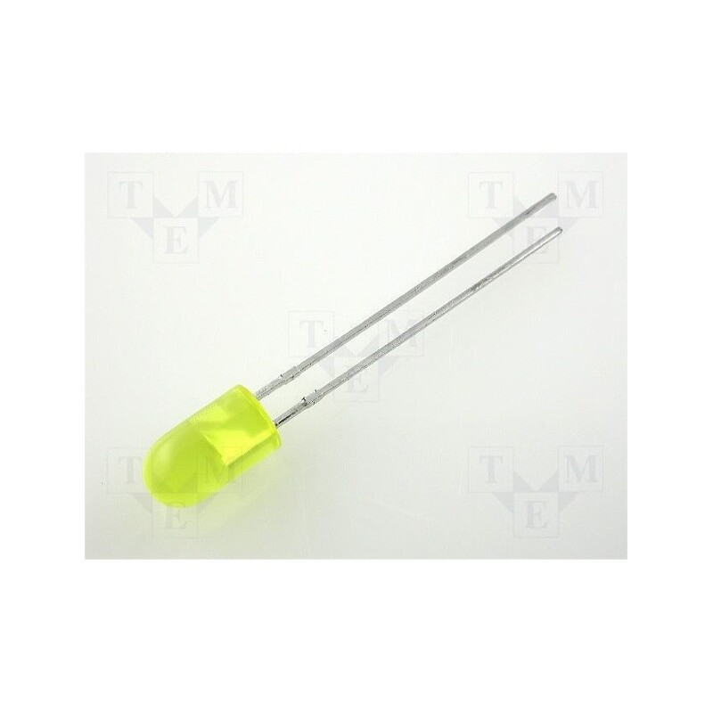 20 pcs : L-1503YD - LED, 5mm, yellow, 5÷20mcd, 60°, Front: convex, 2.1÷2.5V