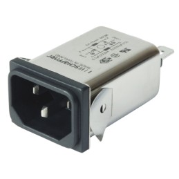 1 pcs - Schaffner 15A, 250 V ac Male Snap-In IEC Inlet Filter FN9222SR-15-06, Faston