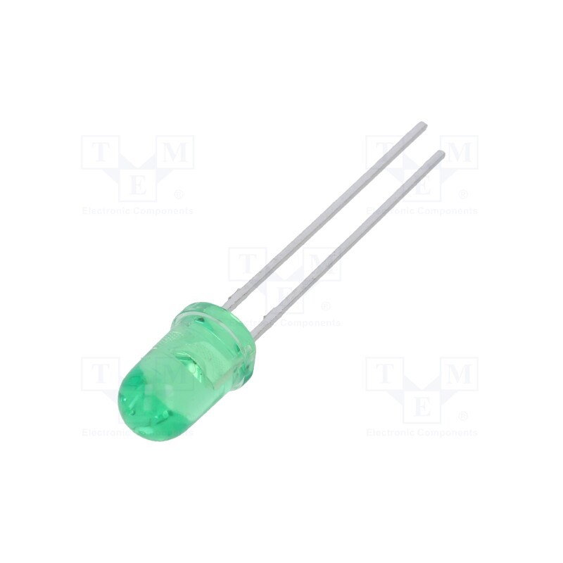 50 pcs : LTL-4234 - LED, 5mm, green, 19÷60mcd, 36°, Front: convex, 2.1÷2.6V