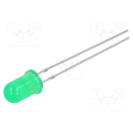 50 pcs : N0G02L47 - LED, 5mm, green, 150÷350mcd, 45°, 1.9÷2.4V, No.of term: 2, -40÷85°C