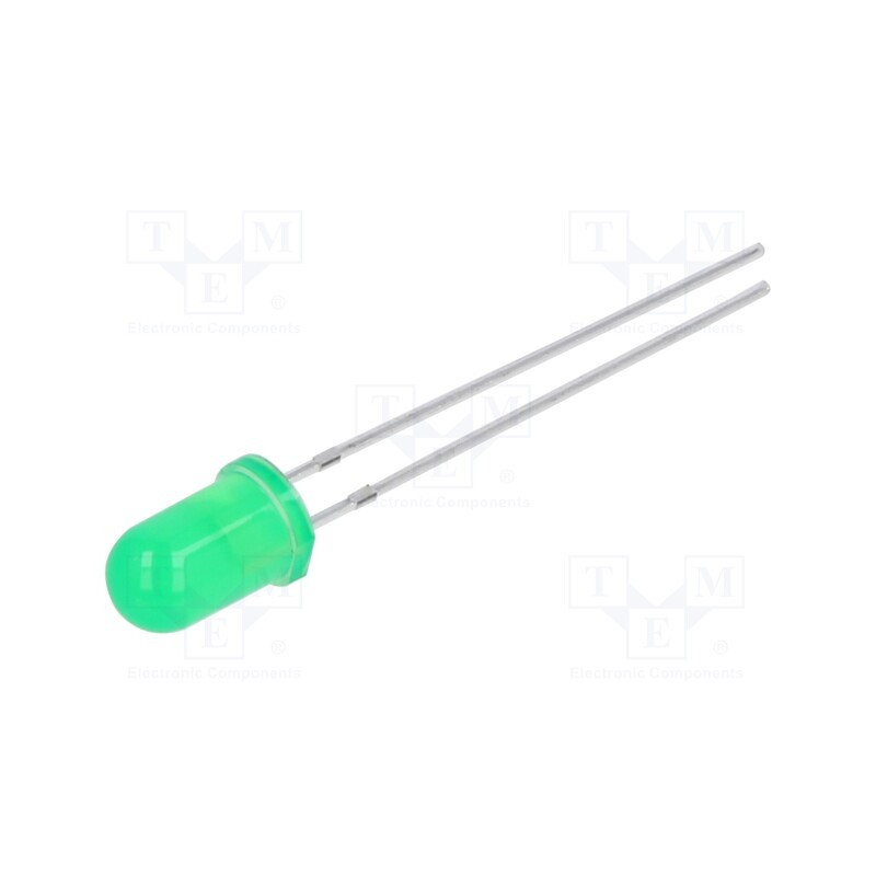 50 pcs : N0G02L47 - LED, 5mm, green, 150÷350mcd, 45°, 1.9÷2.4V, No.of term: 2, -40÷85°C