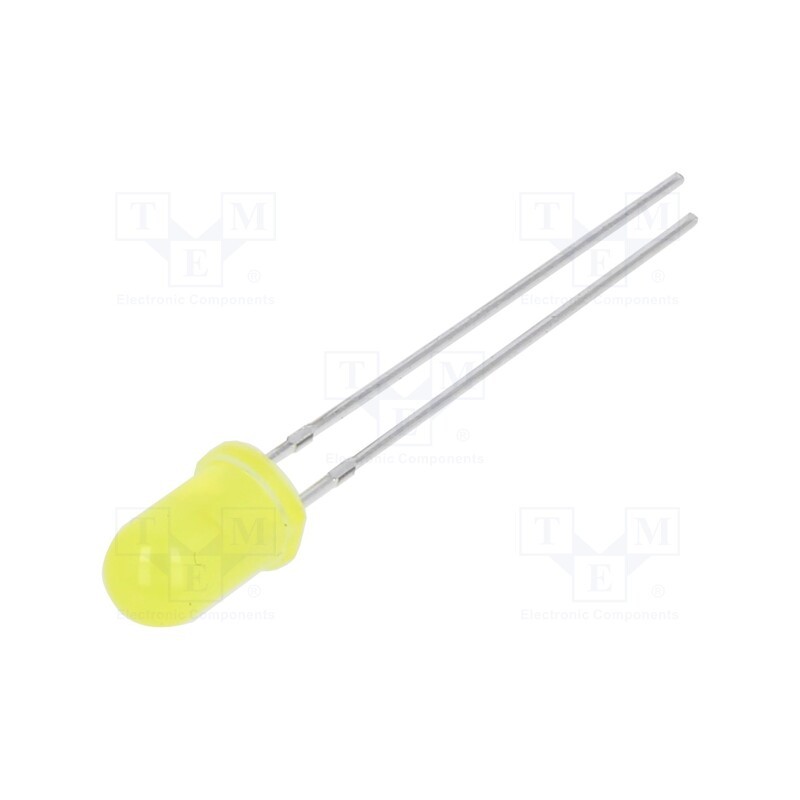 50 pcs : N0Y02L42 - LED, 5mm, yellow, 300÷600mcd, 45°, 1.7÷2.6V, No.of term: 2, -40÷85°C